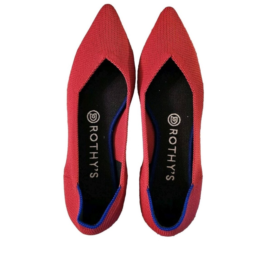 Rothy’s The Point Red Knit Ballet Flat Sz 9